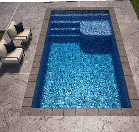 Pluge Pool Kits - The Entertainer - For those who like to host gatherings this small inground pool includes Side by Side Stair and Tanning Ledge.