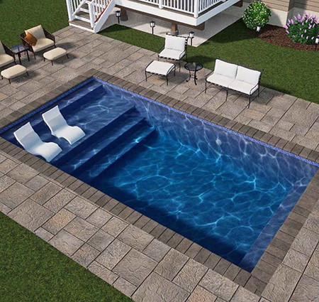 The Lounger with bench plunge pool by Persunal Pools, small inground pools for small backyards