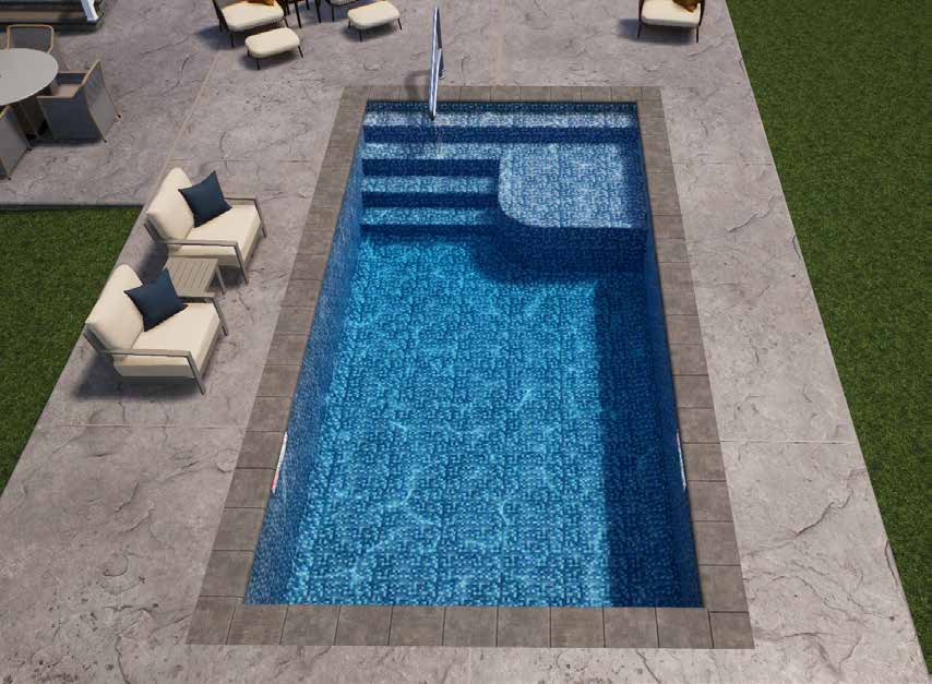 The Entertainer Plunge plunge pool kits feature side by side stairs and tanning ledge. This small pool design is what you need to relax and catch some rays